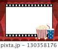 ポップコーンと映画館のフレーム水彩 130358176