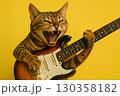 エレキギターを演奏するロックな猫（ベンガル） 130358182