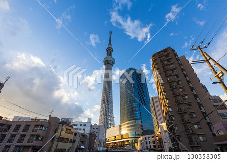 北十間川付近の町並みと東京スカイツリー 130358305