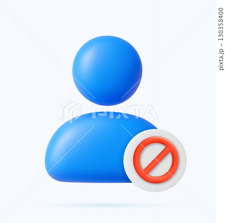 3D User Icon with Prohibited Sign Badge 130358400