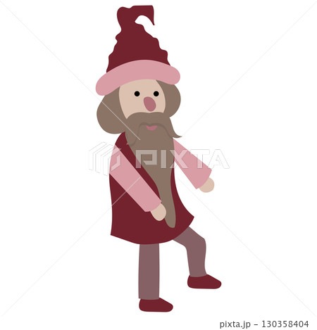 Cute gnome in a burgundy suit. Vector illustration isolated on white background. Cute gnome in a burgundy suit. Vector illustration isolated on white background. 130358404