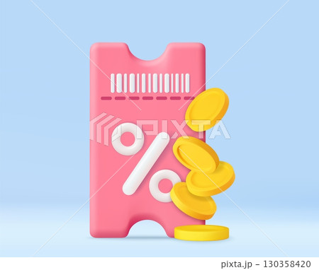 3D Discount Voucher with Falling Coins 130358420