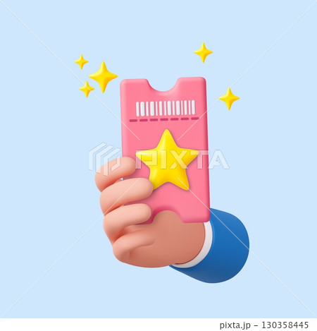 3D hand holding VIP star ticket 3D hand holding VIP star ticket 130358445