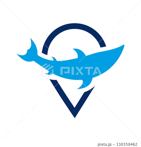 Fish location logo and icon. Vector illustration. 130358462