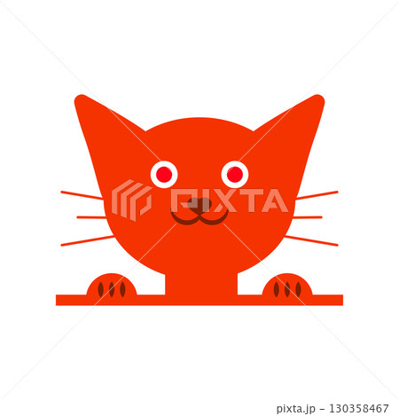 Ginger little cat kitten with big ears. Vector logo. Ginger little cat kitten with big ears. Vector logo. 130358467