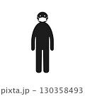 A man stands in full growth in a protective medical mask. Isolated vector illustration on white background. 130358493