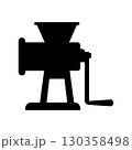 Hand crank meat grinder icon. Manual kitchen food mincer. Isolated  vector illustration on white background. 130358498