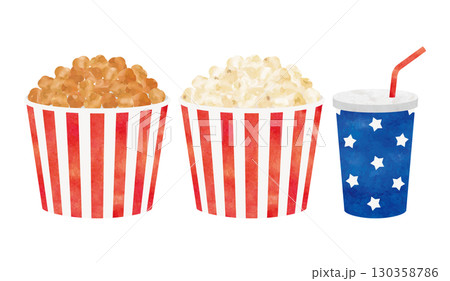 映画館のキャラメルポップコーンとポップコーンとジュース 映画館のキャラメルポップコーンとポップコーンとジュース 130358786