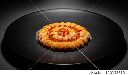 A Gourmet Plating of Sea Urchin Roe Uni with Salmon Roe Ikura 130358816