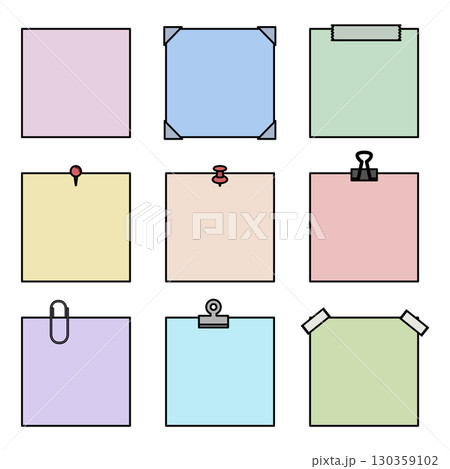 ふせん・メモ帳のイラスト素材 ふせん・メモ帳のイラスト素材 130359102