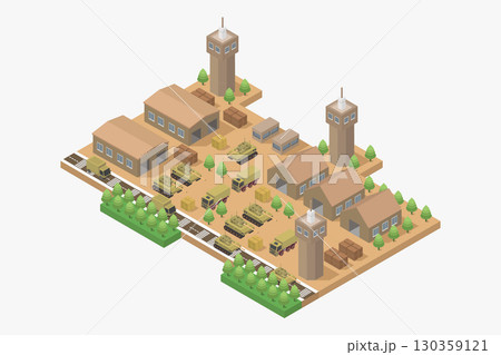 Isometric military barracks Isometric military barracks 130359121