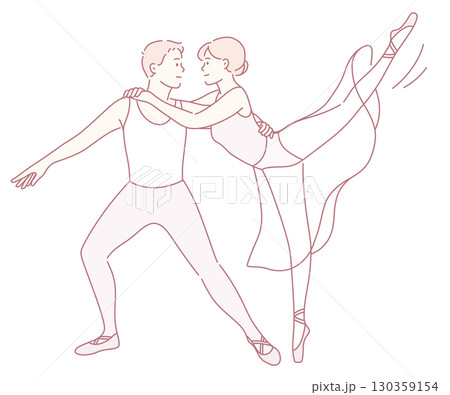 An Elegant Ballet Dance Couple Posing Beautifully in an Artistic and Expressive Pose 130359154