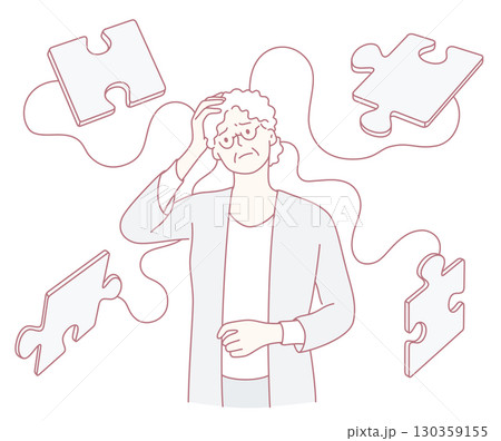 An Individual Deeply Pondering Over Their Various Life Challenges and Complex Issues 130359155