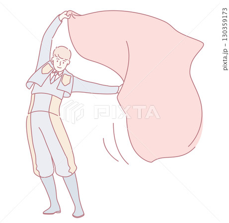 A Dancer Performing Gracefully with Flowing Fabric in a Stunningly Elegant Costume 130359173