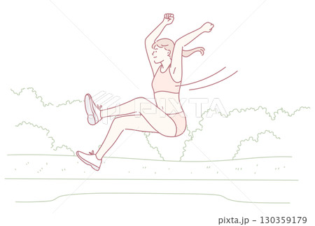 A Dynamic Athlete Running Vigorously Within a Beautiful and Serene Nature Setting 130359179