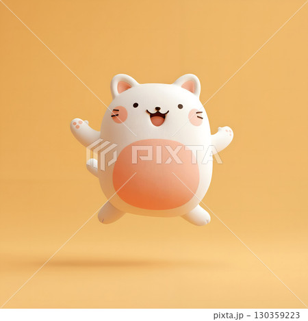 Happy Chubby Cat Leaping Happy Chubby Cat Leaping 130359223
