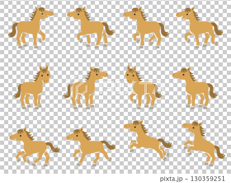 色々なポーズの馬のイラストセット 130359251