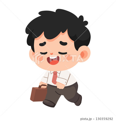 Cartoon tired  Businessman  is walking 130359292