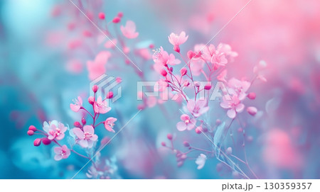 A mesmerizing floral display featuring delicate pink blossoms. The soft hues create a dreamlike atmosphere. Perfect for nature lovers and artistic projects. Generative AI 130359357