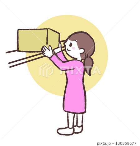 荷物を仕舞う女性のイラスト 荷物を仕舞う女性のイラスト 130359677