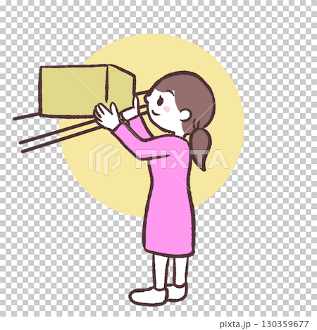 荷物を仕舞う女性のイラスト 荷物を仕舞う女性のイラスト 130359677