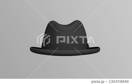 Classic Black Homburg Fedora Hat. 3D Rendering. Classic Black Homburg Fedora Hat. 3D Rendering. 130359840