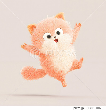 Cute Happy Jumping 3D Cartoon Cat Character 130360026