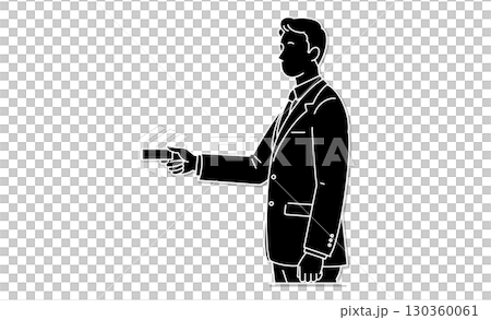 名刺を差し出すビジネススーツ姿の男性イラストアイコン 名刺を差し出すビジネススーツ姿の男性イラストアイコン 130360061
