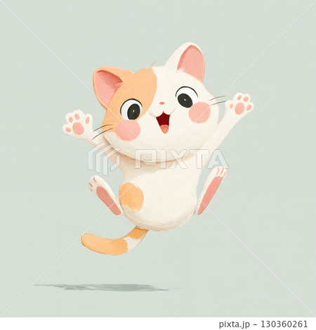 adorable and fluffy 3D cartoon cat character 130360261