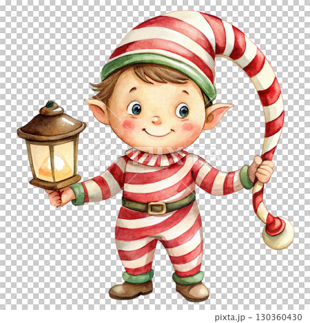 Creepy Christmas Clipart Watercolor white background Creepy Christmas Clipart Watercolor white background 130360430