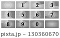 16x9 filmstrip countdown with grunge background and retro camera frames. Classic movie timer numbers for cinema intro or presentation design. Old screen leader animation for video or reel 130360670
