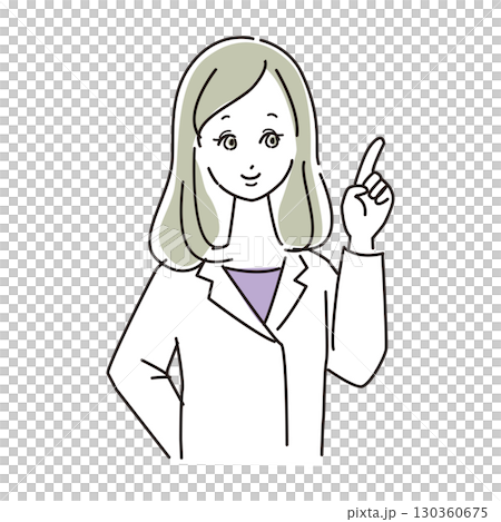一名身穿白大褂的女子上身指著 130360675