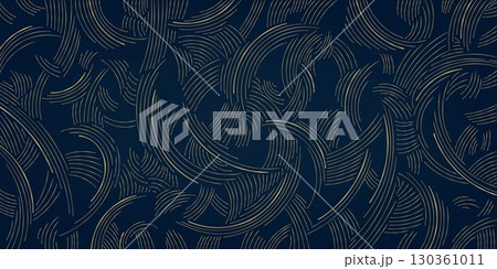 Vector japanese line wave, abstract ocean texture, asian style illustration. Flow package, organic poster, river, cloud curve shape. 130361011