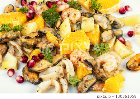 Gourmet seafood salad. Gourmet seafood salad. 130361059