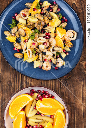 Gourmet seafood salad. Gourmet seafood salad. 130361060