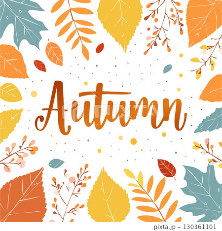 Autumn composition with bright leaves and empty copyspace. . 130361101