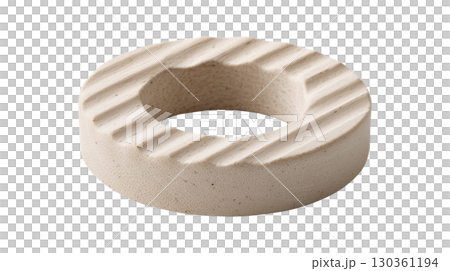 Eco friendly craft object in circular stone like design with textured surface 130361194