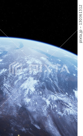 The photograph shows a view of planet Earth from the space shuttle, highlighting the curvature of the planet and the vast expanse of space. The photograph shows a view of planet Earth from the space shuttle, highlighting the curvature of the planet and the vast expanse of space. 130361312