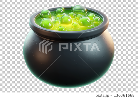 3d magic cauldron with bubbles. AI-generated item 130361669