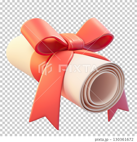 Rolled diploma with ribbon. AI-generated item 130361672