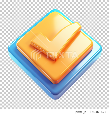 3D checkmark cartoon icon. AI-generated item 130361675