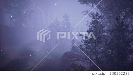 A mystical forest shrouded in soft mist creates an ethereal atmosphere, with faint glowing lights scattered among trees. This enchanting view evokes a sense of tranquility and wonder. A mystical forest shrouded in soft mist creates an ethereal atmosphere, with faint glowing lights scattered among trees. This enchanting view evokes a sense of tranquility and wonder. 130362282