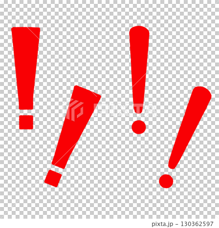 Red exclamation mark set | Supports straight, diagonal, and rounded corners 130362597