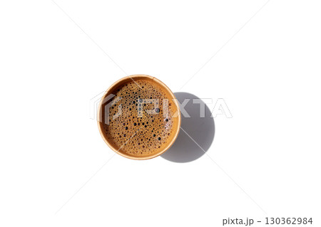 Brown paper cup of black coffee on a white background Brown paper cup of black coffee on a white background 130362984