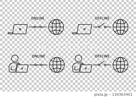 Illustration of online and offline internet environments 130363401