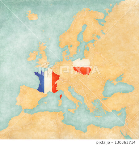 Map of Europe - France and Poland 130363714