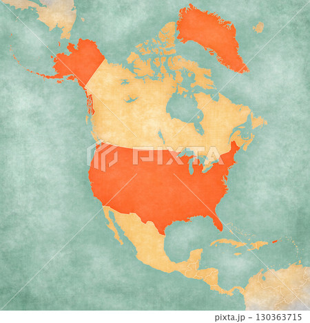 Map of North America - USA and Greenland 130363715