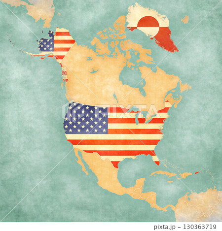 Map of North America - USA and Greenland 130363719