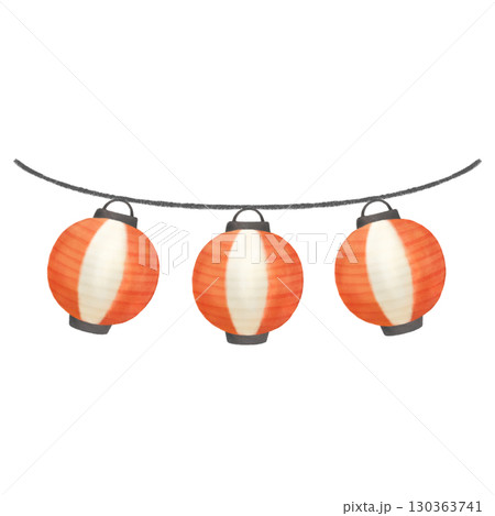 三連の赤い提燈のイラスト 130363741