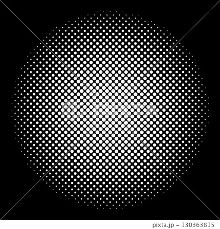 円形ハーフトーン素材ドット　白色　網点　水玉つぶつぶ　ベクターpng透明 130363815